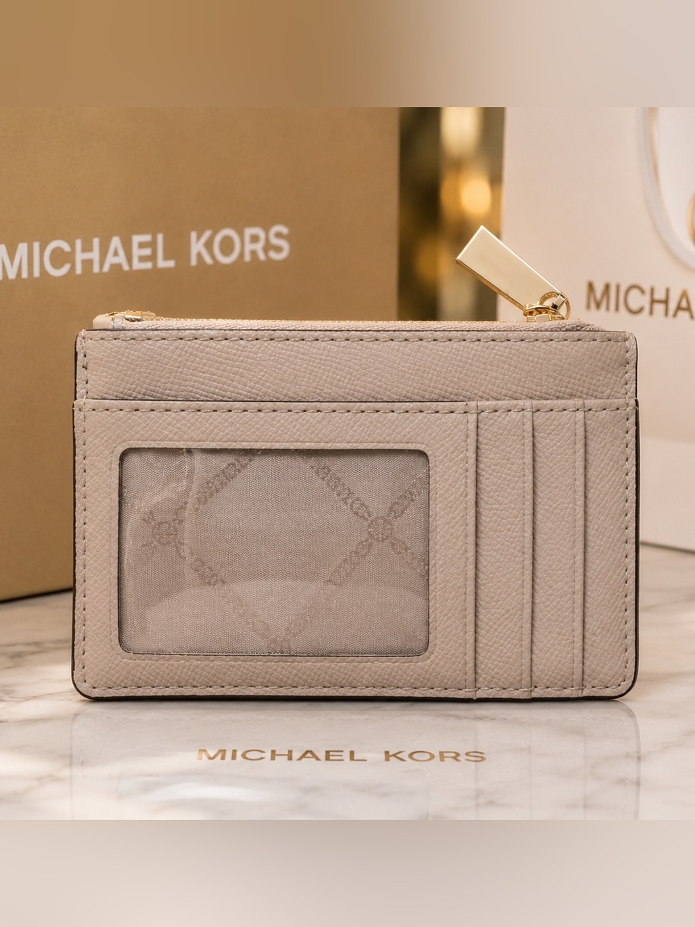 Michael Kors Bronze Metallic Zip Card Case/Key-holder GUC - Picture 2 of 6